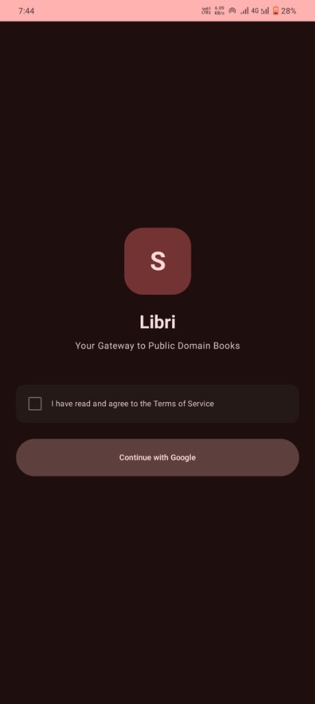Libri Login Screen